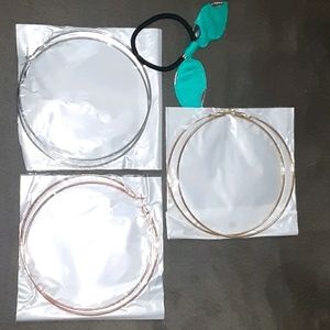 4" Hoop Earrings - 3 Colors Set